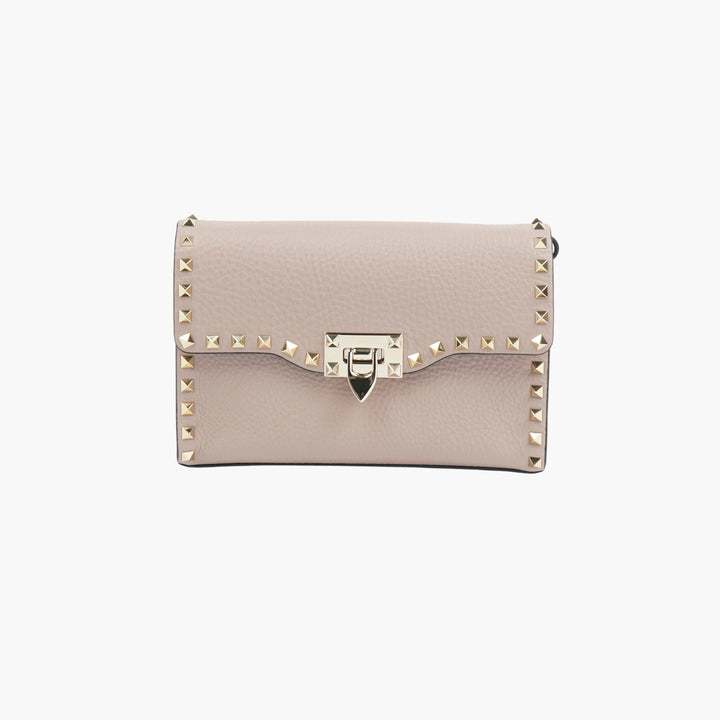 Valentino Rockstud Poudre-Gold Leather Bag