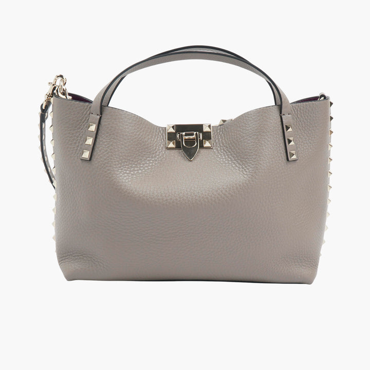 Valentino Grey-Violet Pebbled Leather Shoulder Bag