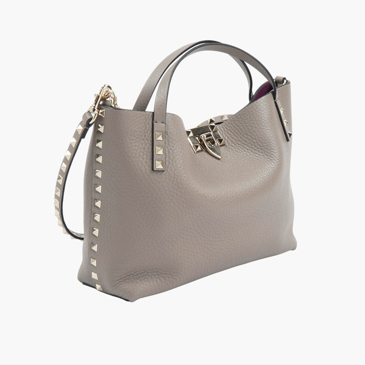 Valentino Grey-Violet Pebbled Leather Shoulder Bag