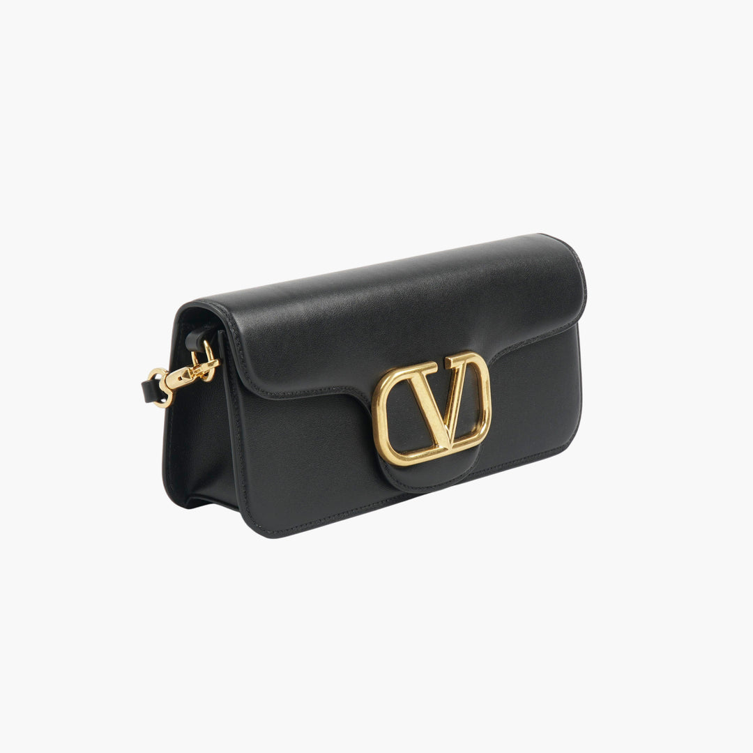 Valentino Black-Gold Leather Clutch