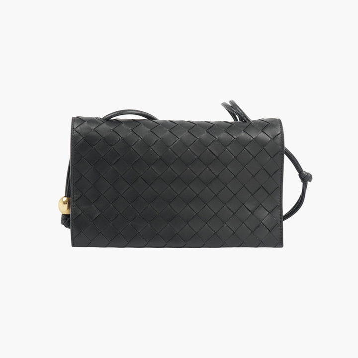 Bottega Veneta Black-Gold Intrecciato Handbag