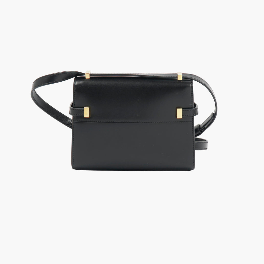 SAINT LAURENT Black-Gold Leather Shoulder Bag