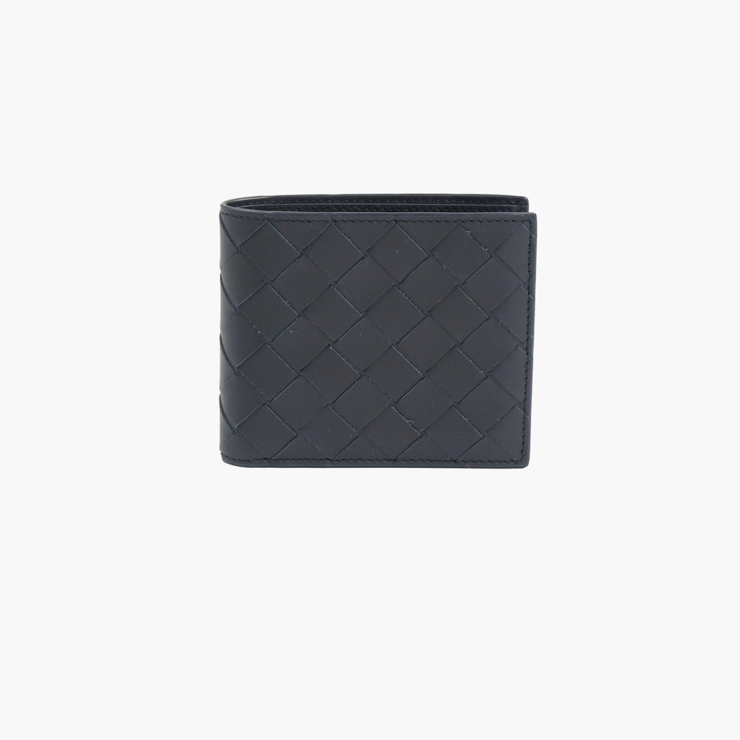 Bottega Veneta Woven Leather Wallet Blue