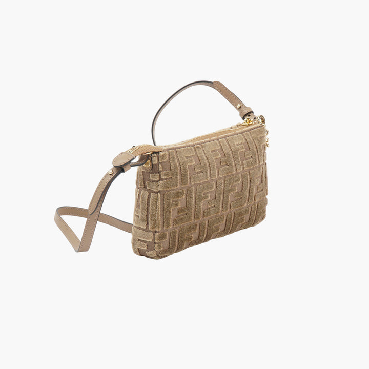 Borsa a tracolla beige FENDI con logo FF