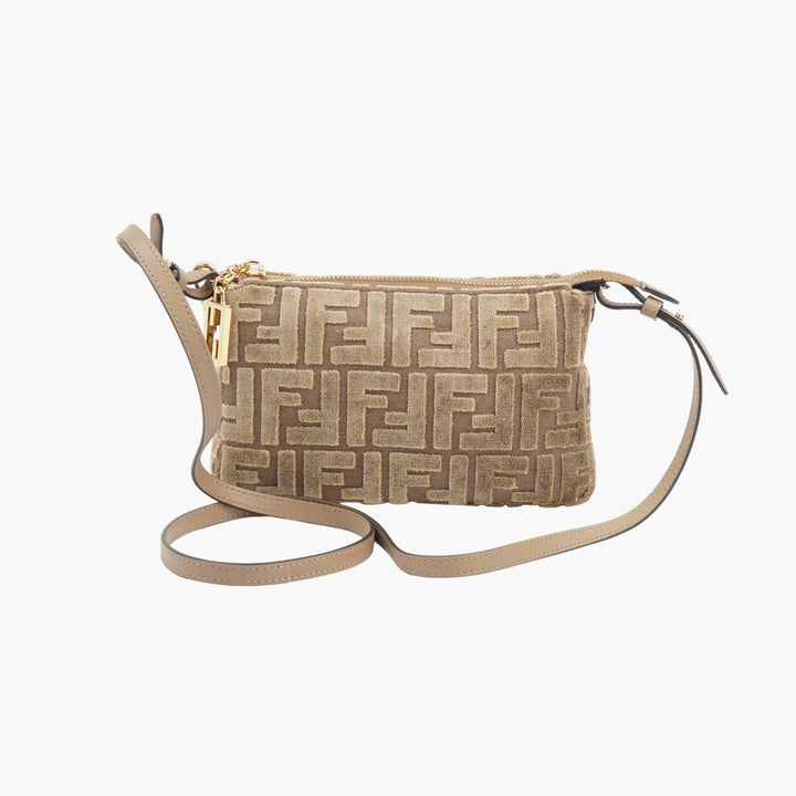 Borsa a tracolla beige FENDI con logo FF