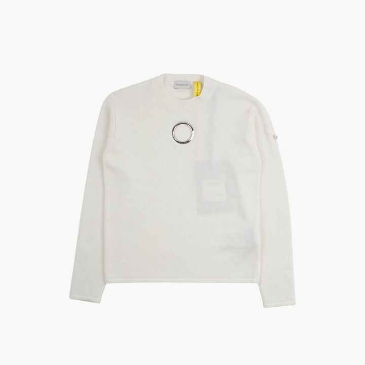 Moncler White Sweater with Embellishment