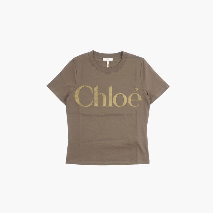 T-shirt Chloè Olive con logo dorato