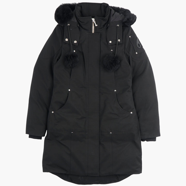 Moose Knuckles Black Parka with Fur Hood