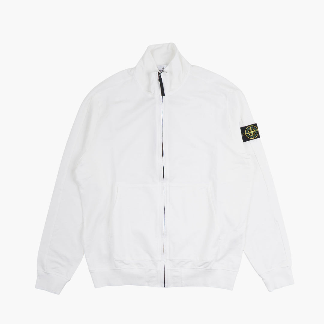 STONE ISLAND Giacca bianca con cerniera intera