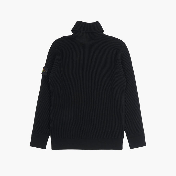 Maglione a collo alto a coste nero Stone Island