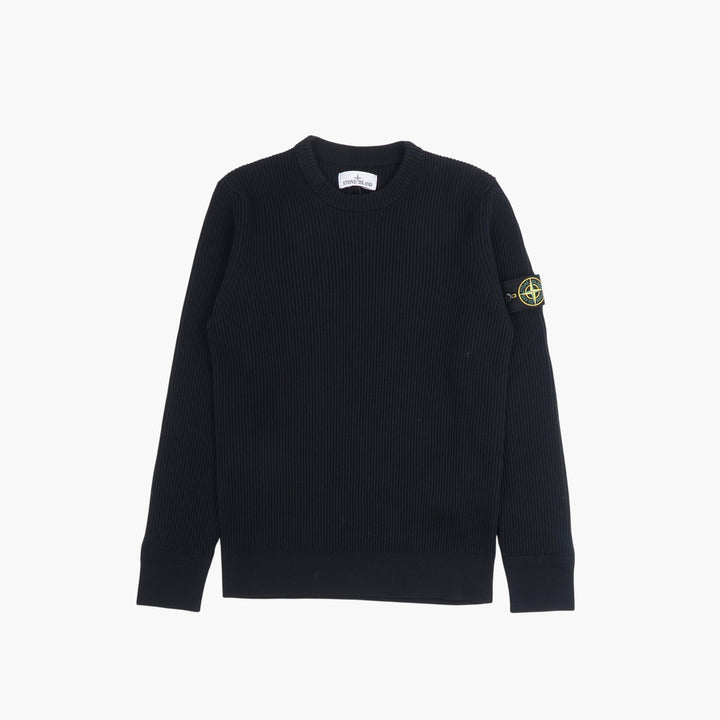 STONE ISLAND Blu Ribbed Sweater