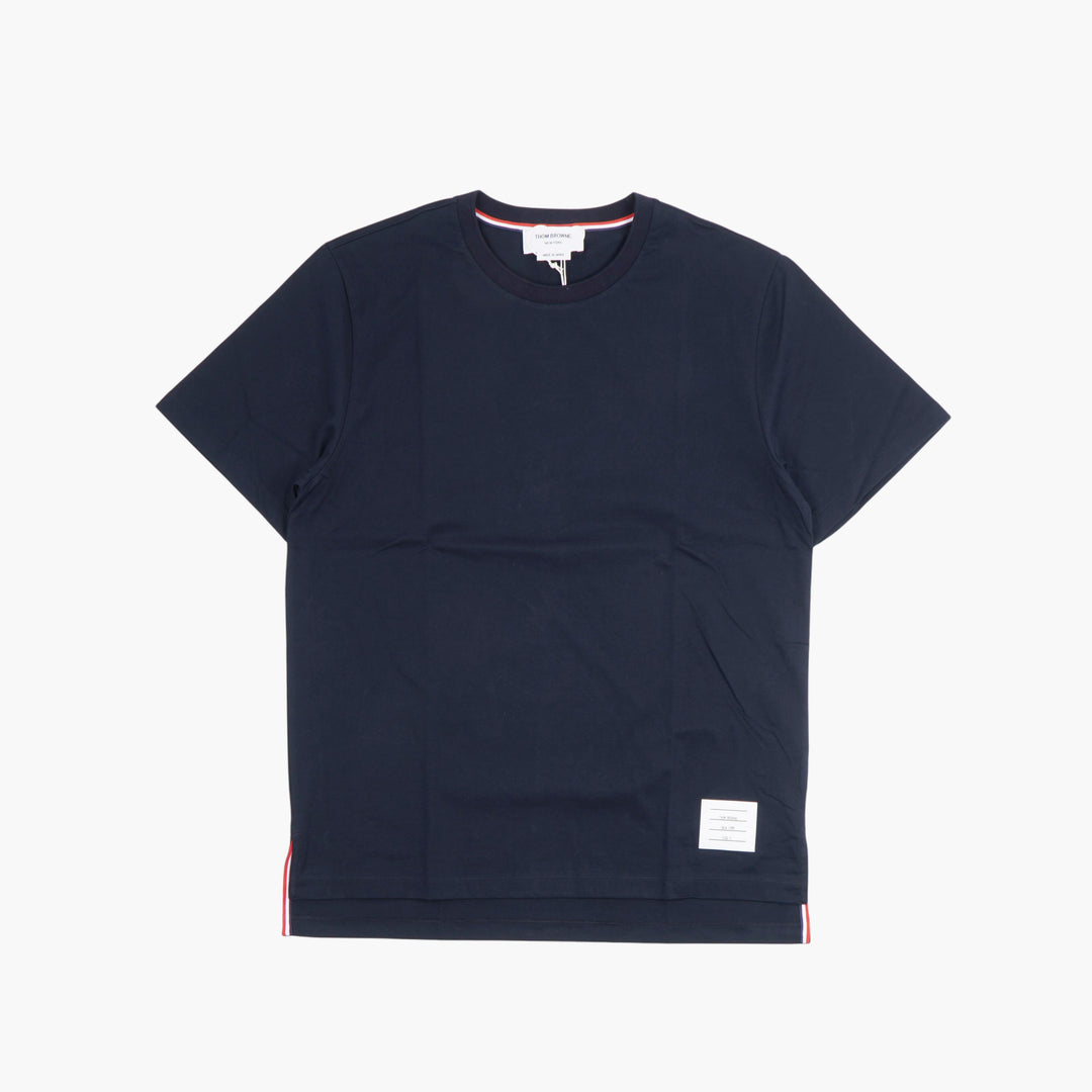 Maglietta in cotone blu navy-bianco Thom Browne