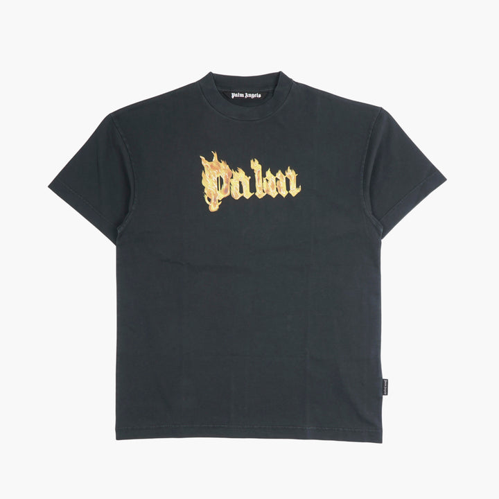 Palm Angels Black-Yellow Logo T-Shirt