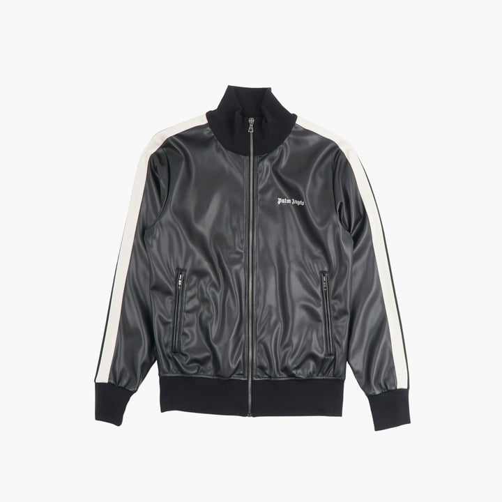 Palm Angels Black Jacket with White Stripes