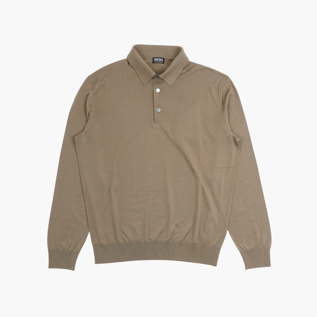 ZEGNA Verde Long-Sleeve Polo Sweater