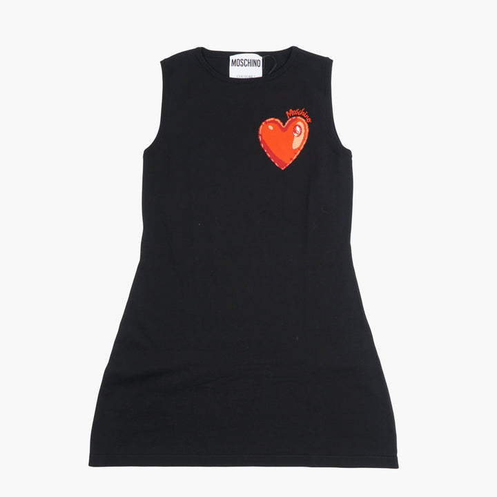 Abito Moschino nero-rosso con motivo a cuore