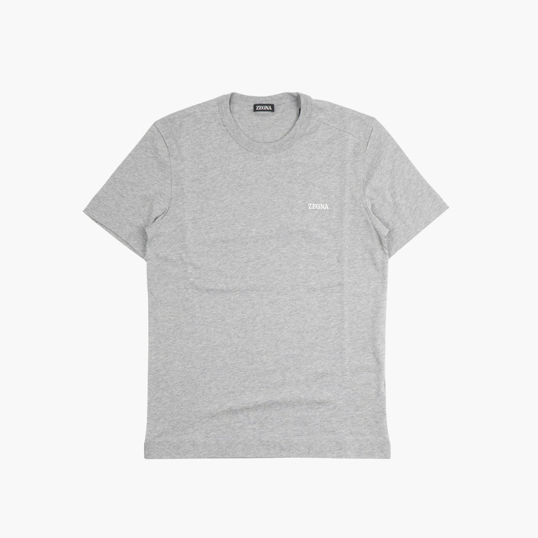 ZEGNA Grey Cotton Crew Neck T-Shirt