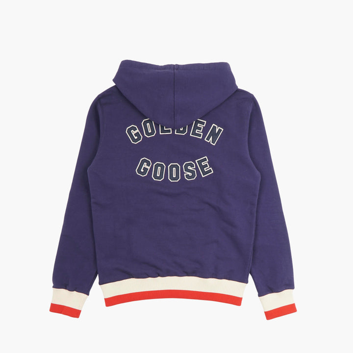 Golden Goose Blue-Multi Hoodie with Contrasting Details