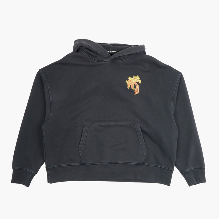 PALM ANGELS Grey-Yellow Fleece Hoodie