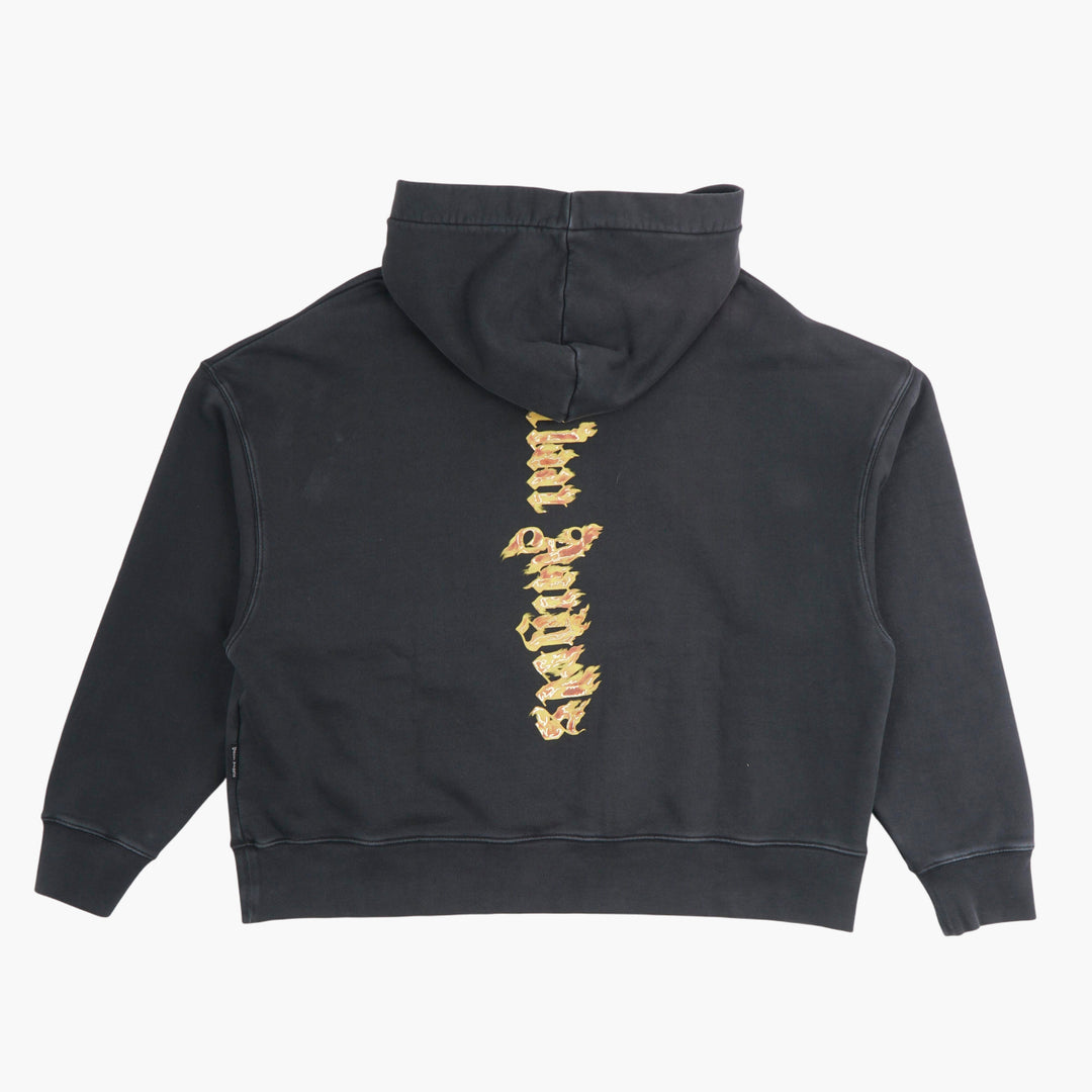 PALM ANGELS Grey-Yellow Fleece Hoodie