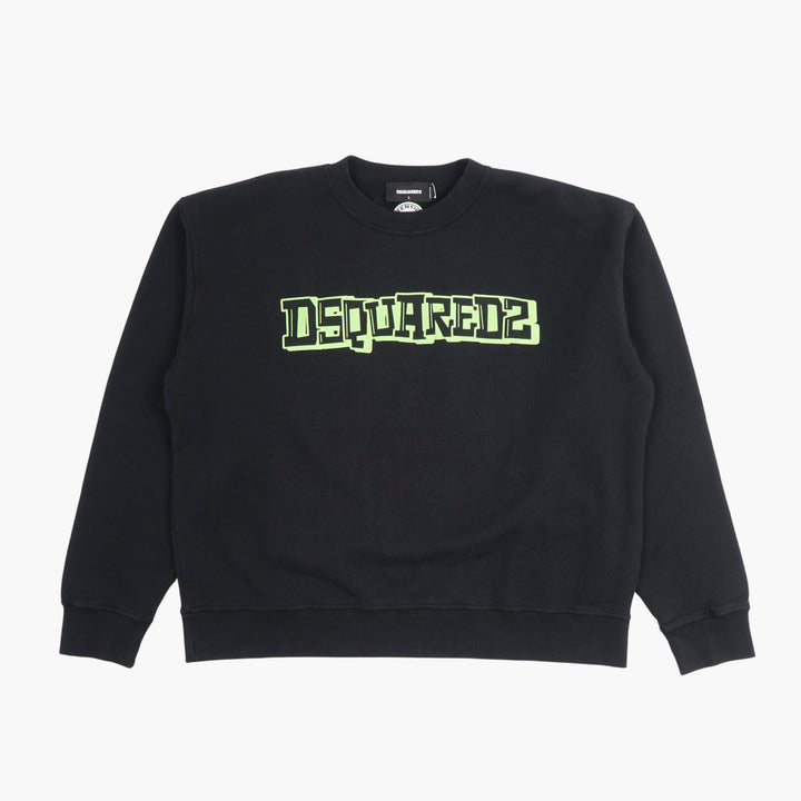 DSQUARED2 Black-Green Logo Sweatshirt