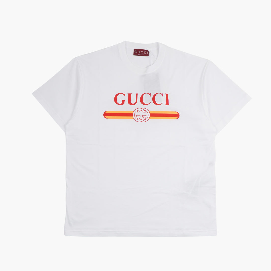 T-shirt con logo GUCCI bianco-rosso-arancione