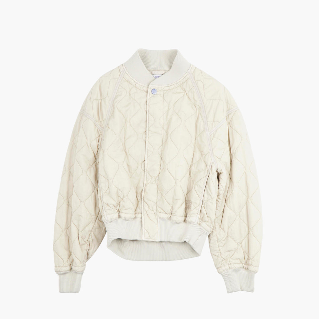 Burberry Beige Quilted Bomber Jacket