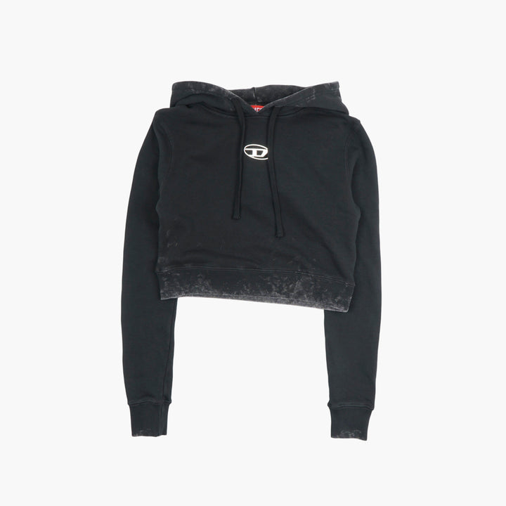 Diesel Black Cropped Hoodie with Logo