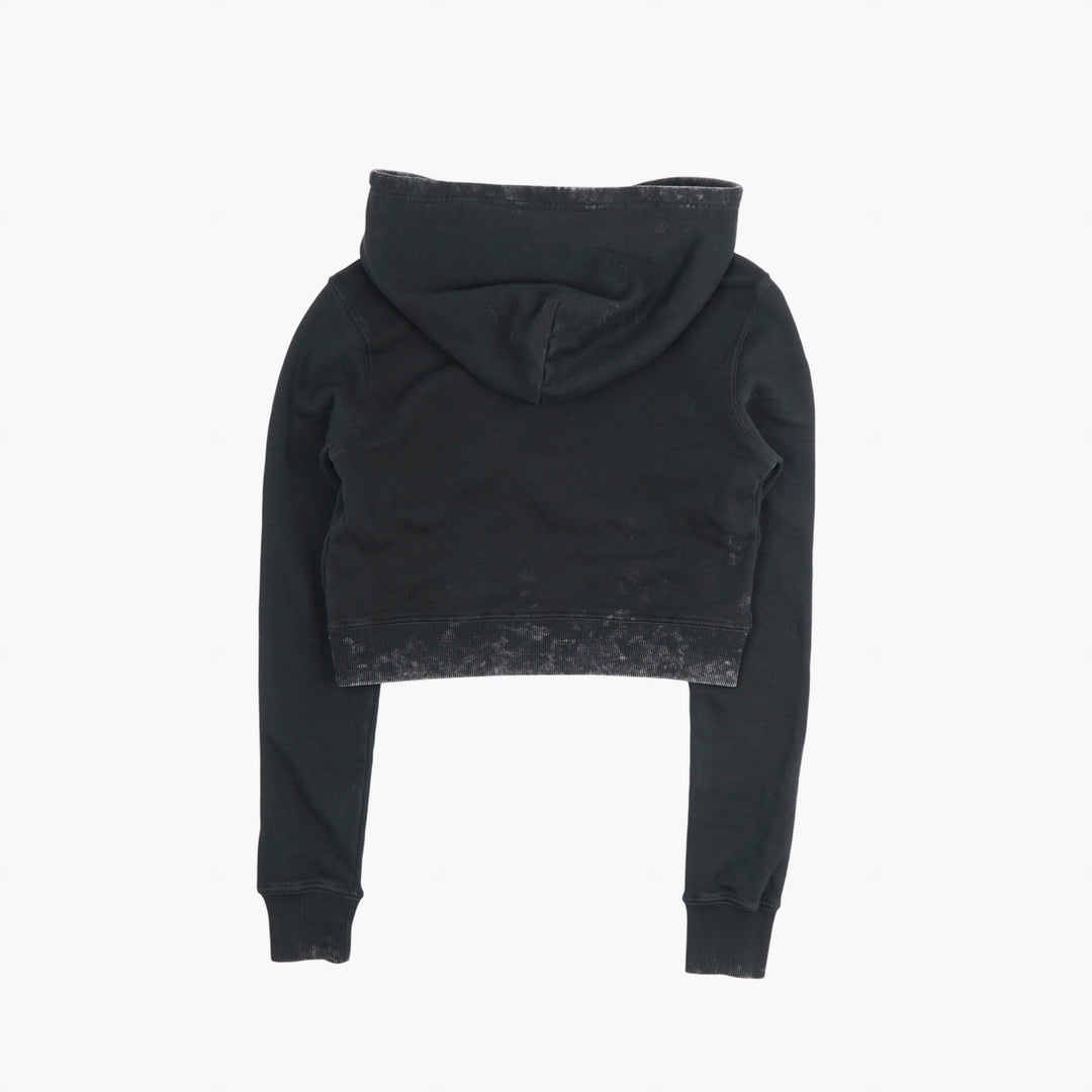 Diesel Black Cropped Hoodie with Logo