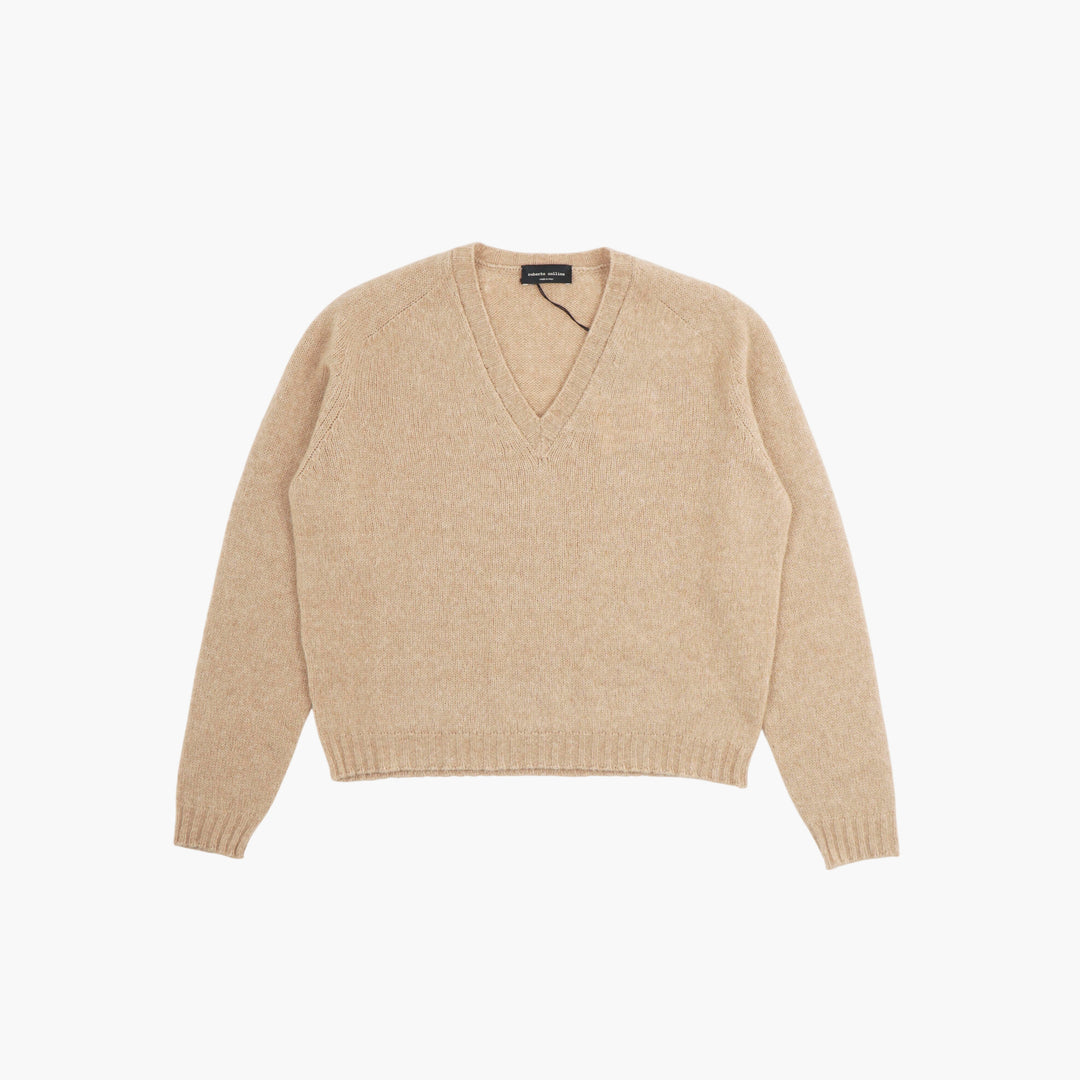 Roberto Collina Wool V-Neck Sweater Beige