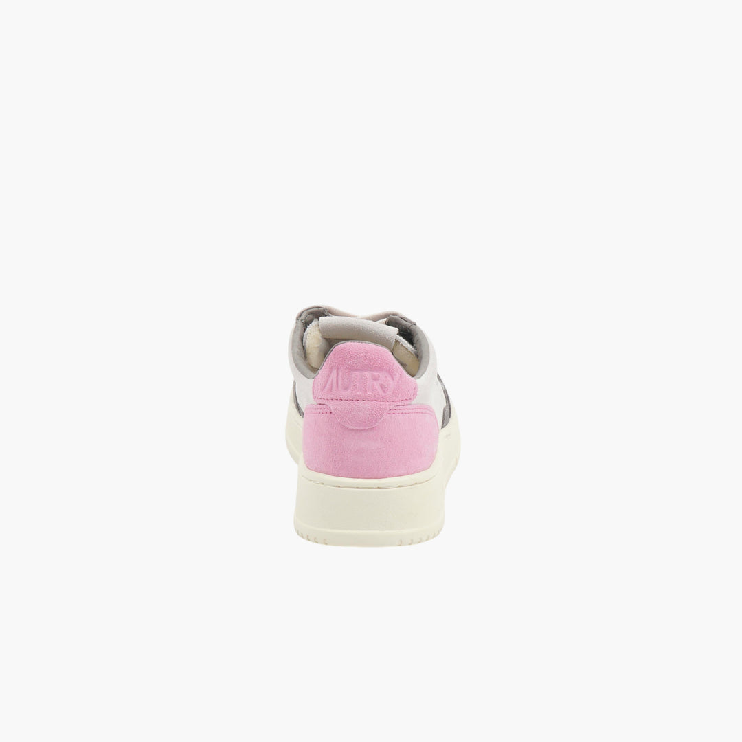 Autry Grey-Pink Leather Low-Top Sneakers