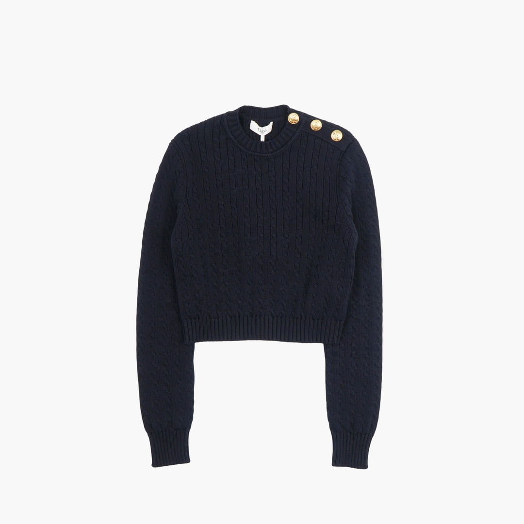 Chloè Navy Cable-Knit Sweater