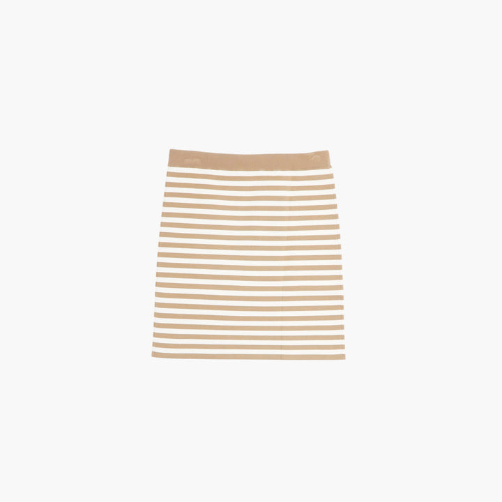 Max Mara Beige-White Striped Skirt