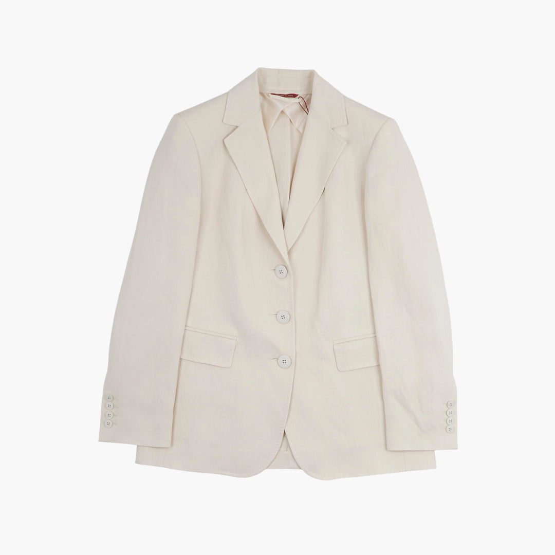 Max Mara White Blazer with Lapel Collar