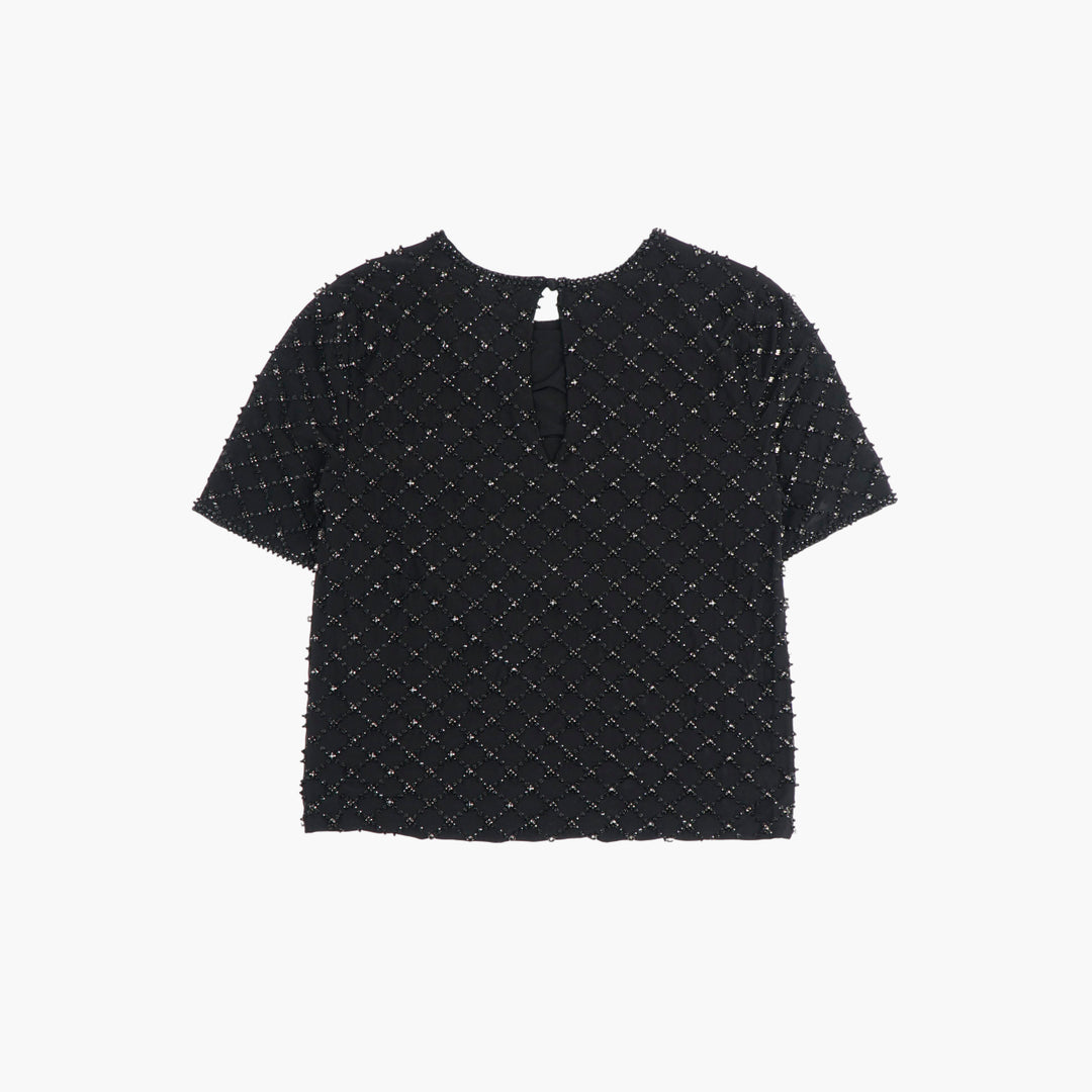 PAROSH Black Short-Sleeve Top