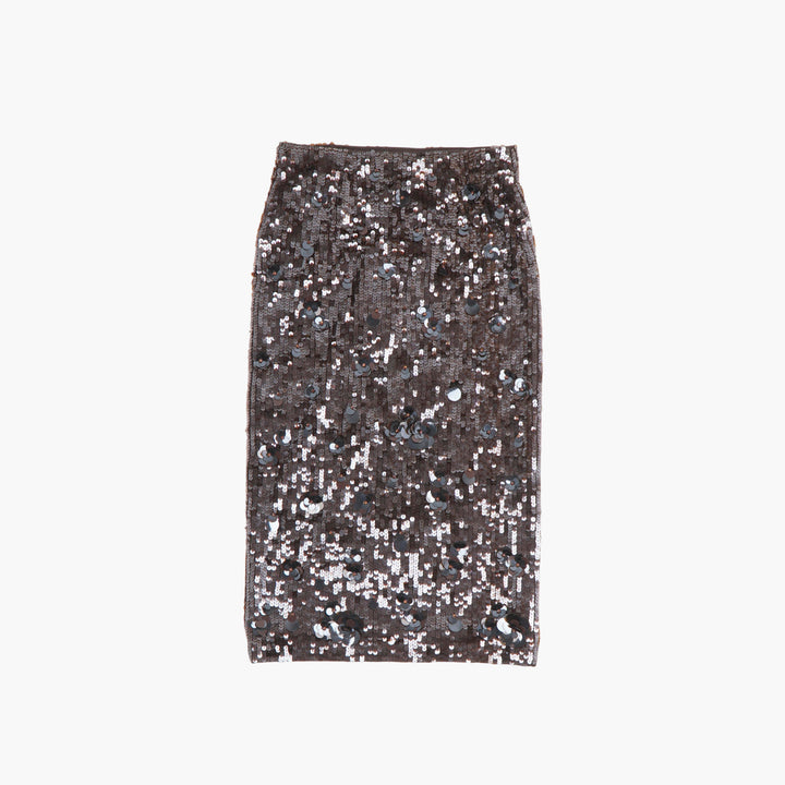 PAROSH Dark Brown Sequin Skirt