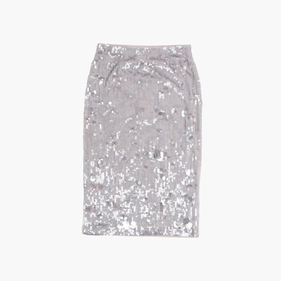 PAROSH Gray Sequin Embellished Skirt