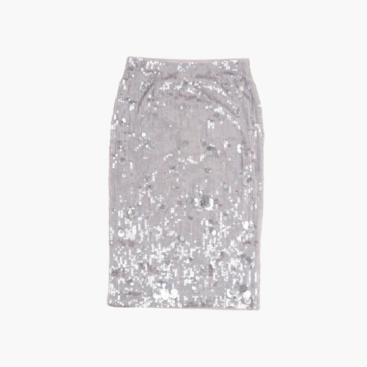 PAROSH Gray Sequin Embellished Skirt