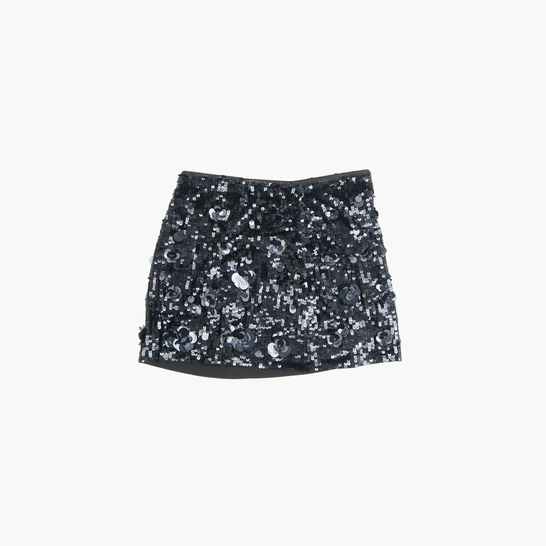 PAROSH Nero Sequin Mini Skirt