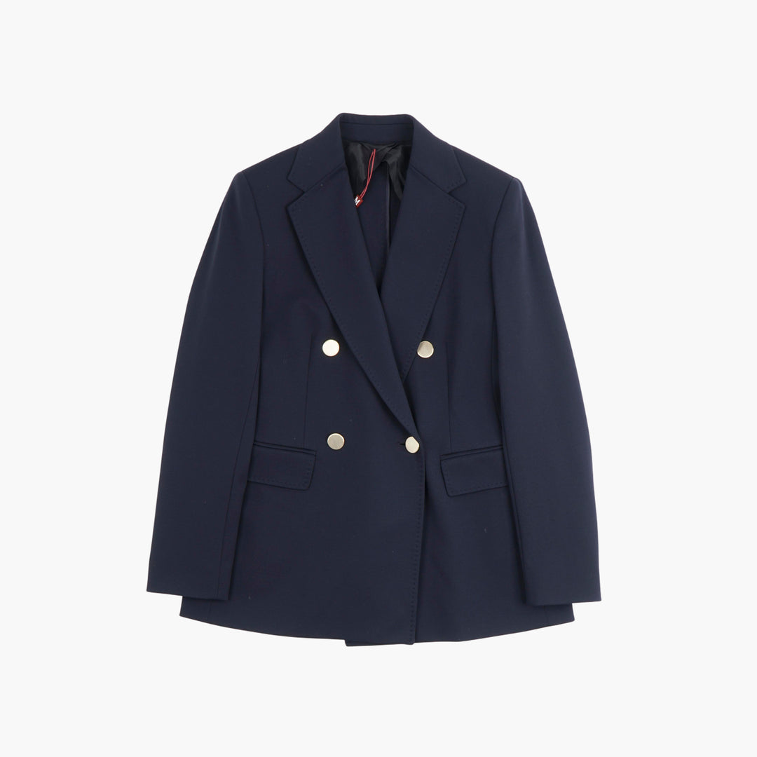 Max Mara Navy-Gold Double-Breasted Blazer