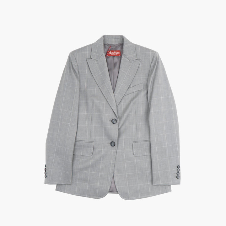 MAX MARA Grey-White Check Blazer