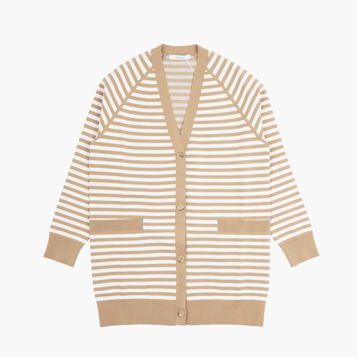 Max Mara Cardigan in maglia a righe Beige-Bianco