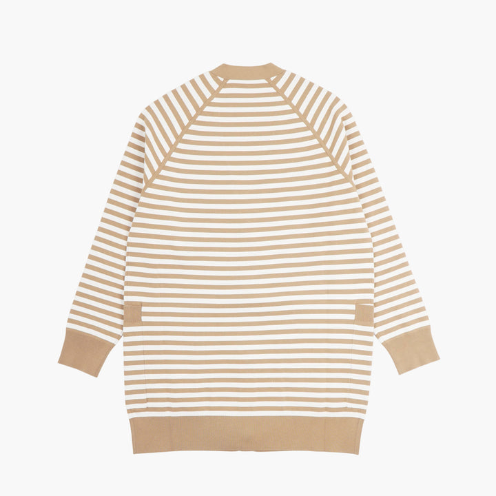 Max Mara Striped Knit Cardigan Beige-White