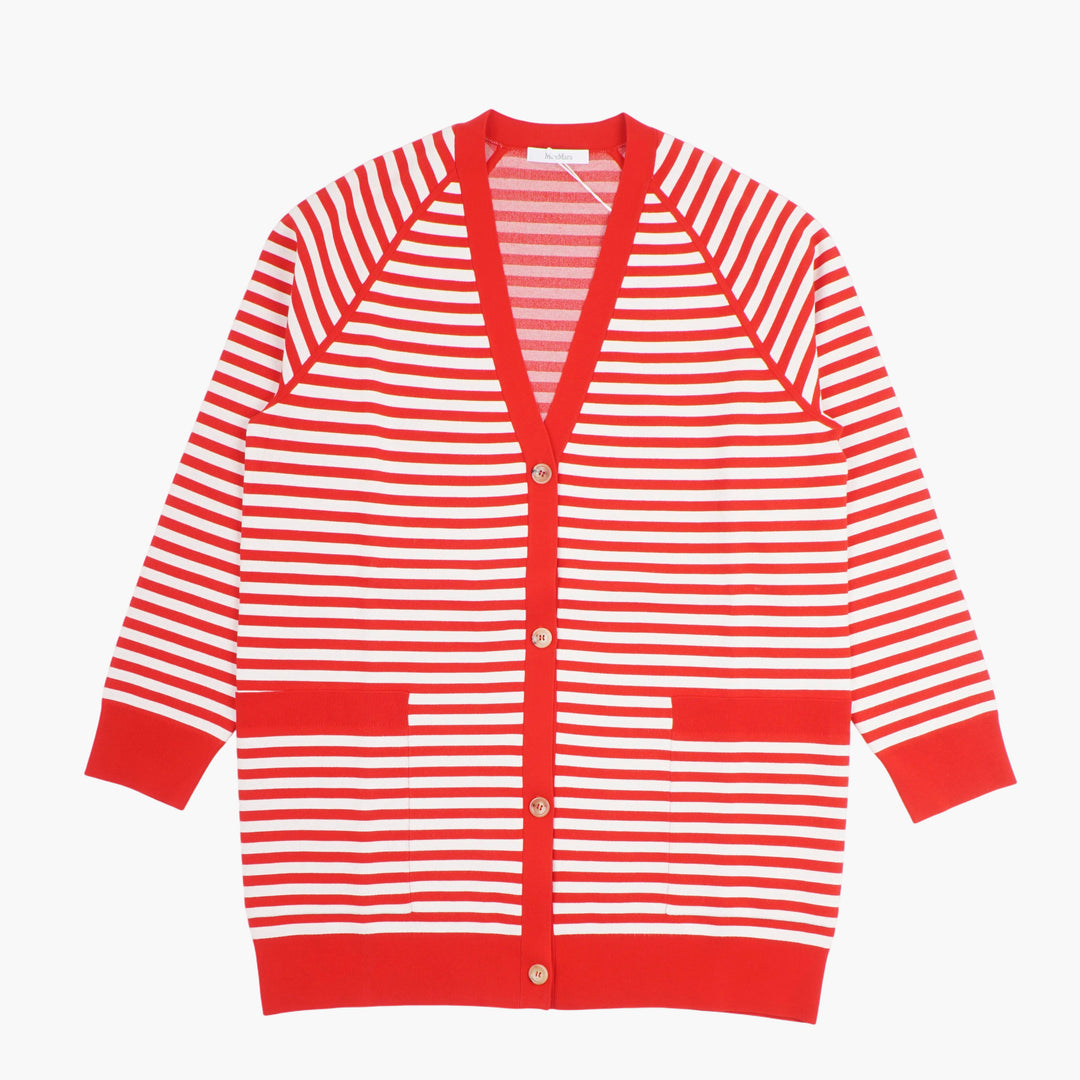 Max Mara Red-White Striped Cardigan