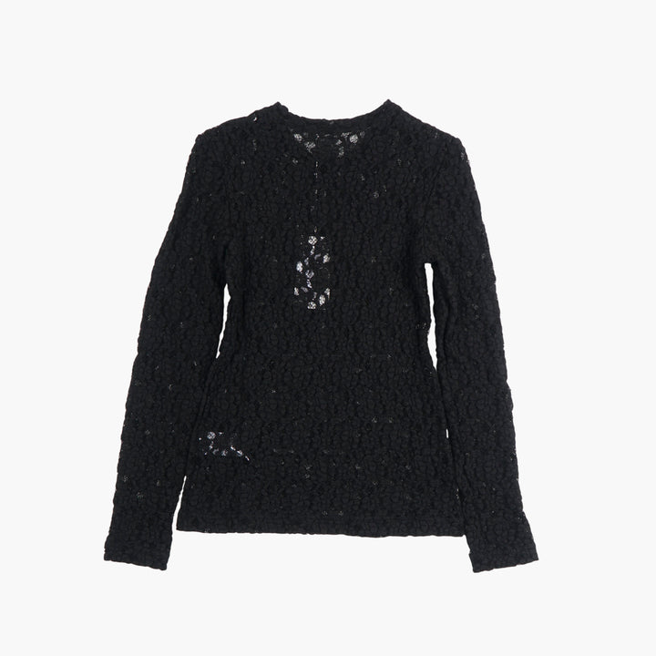 PAROSH Black Lace Long Sleeve Top