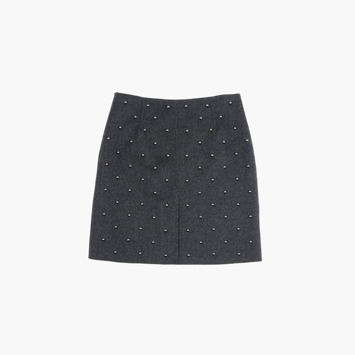 PAROSH Dark Gray Embellished Skirt