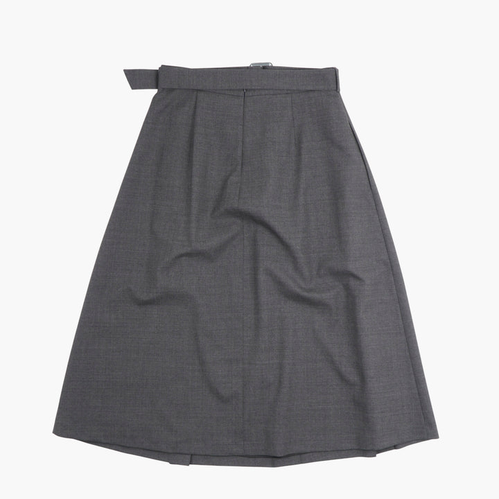 PAROSH Grey A-Line Skirt with Belt